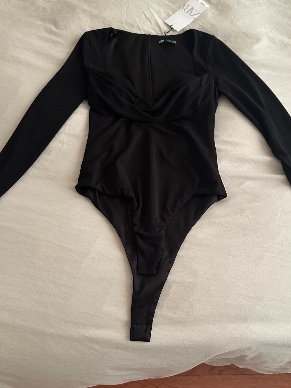 Zara Black Long-Sleeve Bodysuit
